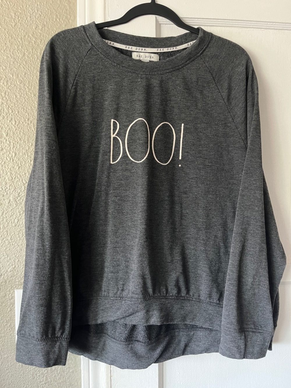 Rae Dunn Charcoal Gray "BOO!" Crewneck Sweatshirt
